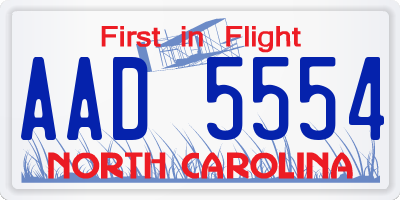 NC license plate AAD5554