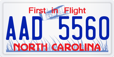 NC license plate AAD5560