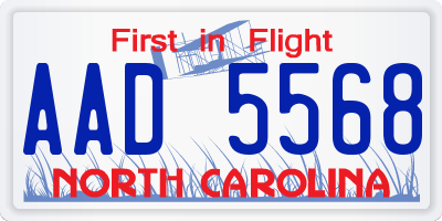 NC license plate AAD5568