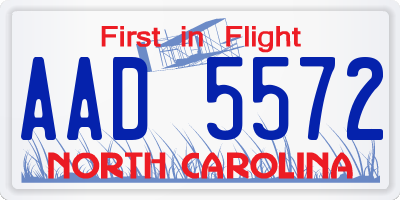 NC license plate AAD5572