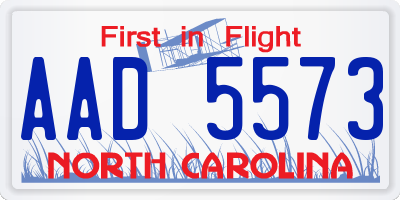 NC license plate AAD5573