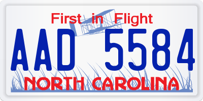 NC license plate AAD5584