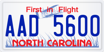 NC license plate AAD5600