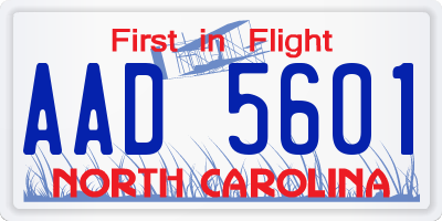 NC license plate AAD5601