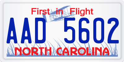 NC license plate AAD5602
