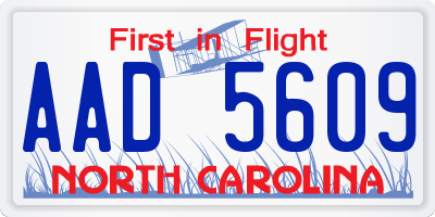 NC license plate AAD5609