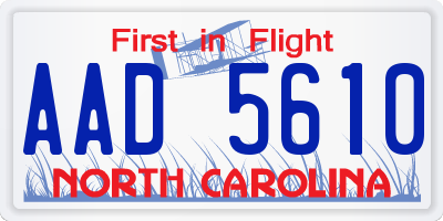 NC license plate AAD5610