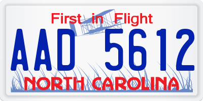 NC license plate AAD5612