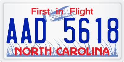 NC license plate AAD5618