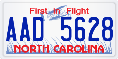 NC license plate AAD5628