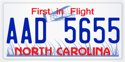 NC license plate AAD5655