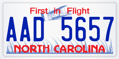NC license plate AAD5657