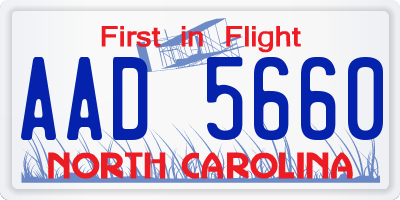 NC license plate AAD5660