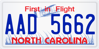 NC license plate AAD5662