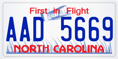 NC license plate AAD5669