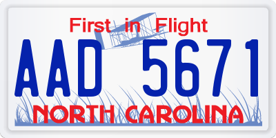 NC license plate AAD5671