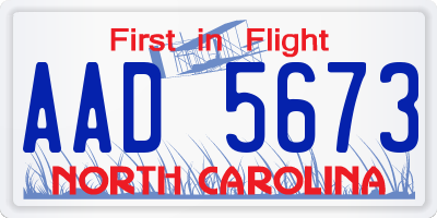 NC license plate AAD5673