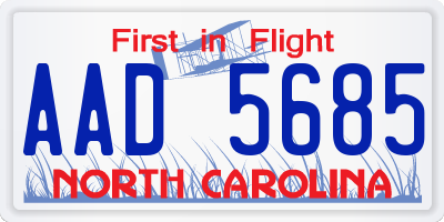 NC license plate AAD5685