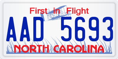 NC license plate AAD5693