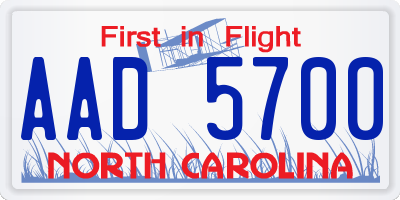 NC license plate AAD5700