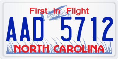 NC license plate AAD5712