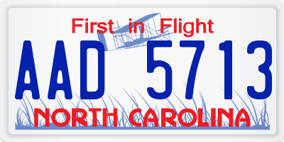 NC license plate AAD5713