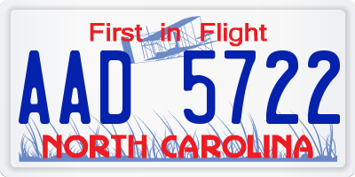 NC license plate AAD5722