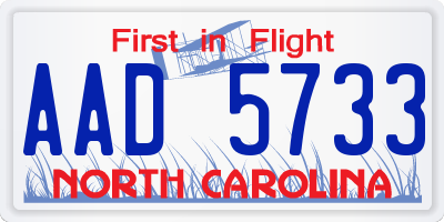 NC license plate AAD5733