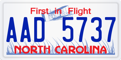 NC license plate AAD5737