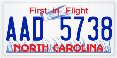 NC license plate AAD5738