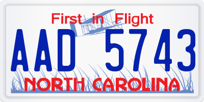 NC license plate AAD5743