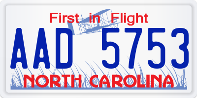 NC license plate AAD5753
