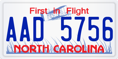 NC license plate AAD5756