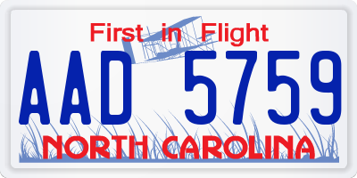 NC license plate AAD5759
