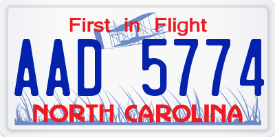NC license plate AAD5774