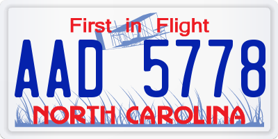 NC license plate AAD5778
