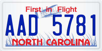 NC license plate AAD5781
