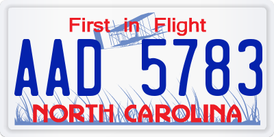 NC license plate AAD5783