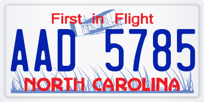 NC license plate AAD5785