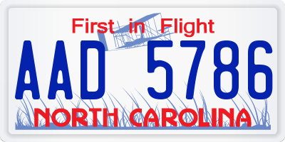 NC license plate AAD5786