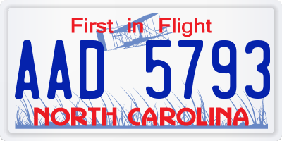 NC license plate AAD5793