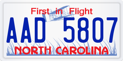 NC license plate AAD5807