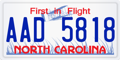 NC license plate AAD5818