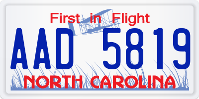 NC license plate AAD5819