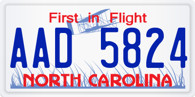 NC license plate AAD5824