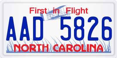NC license plate AAD5826