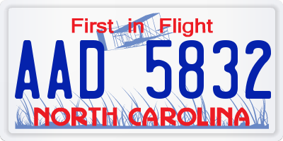 NC license plate AAD5832