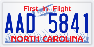 NC license plate AAD5841