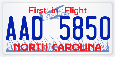 NC license plate AAD5850