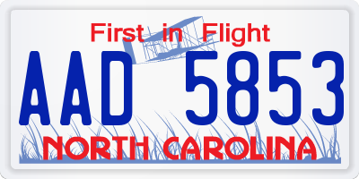NC license plate AAD5853